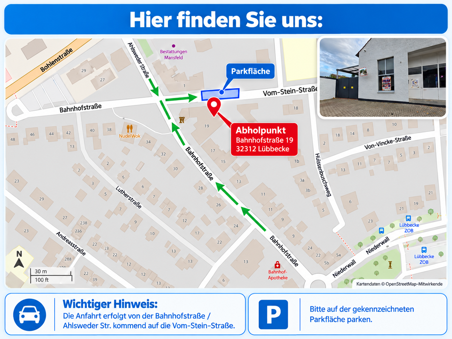 Wegbeschreibung Anfahrt Lübbecke Lager