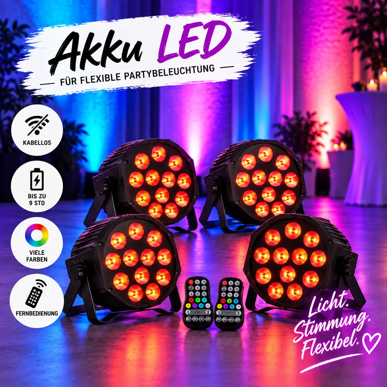 LED Scheinwerfer Partylicht Akku betrieben