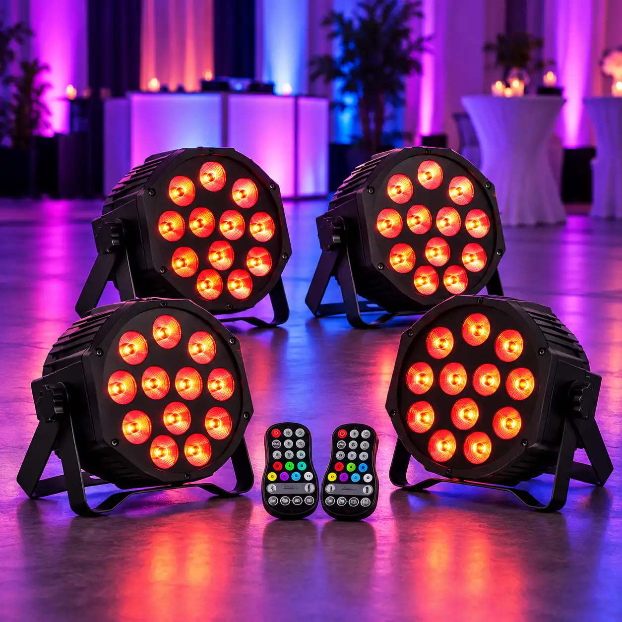 LED Partybeleuchtung mit Akku mieten – kabellose LED-Strahler mit Fernbedienung